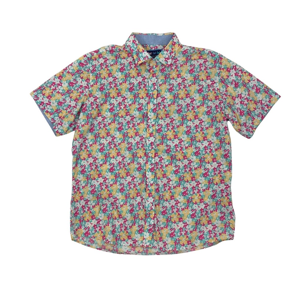 Charleston Threads Shirt XXL Button Down Retro Print‎ Short Sleeve Casual